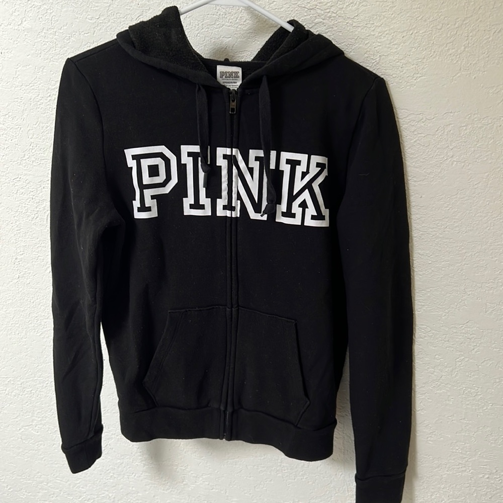 PINK brand, black hoodie, size Small